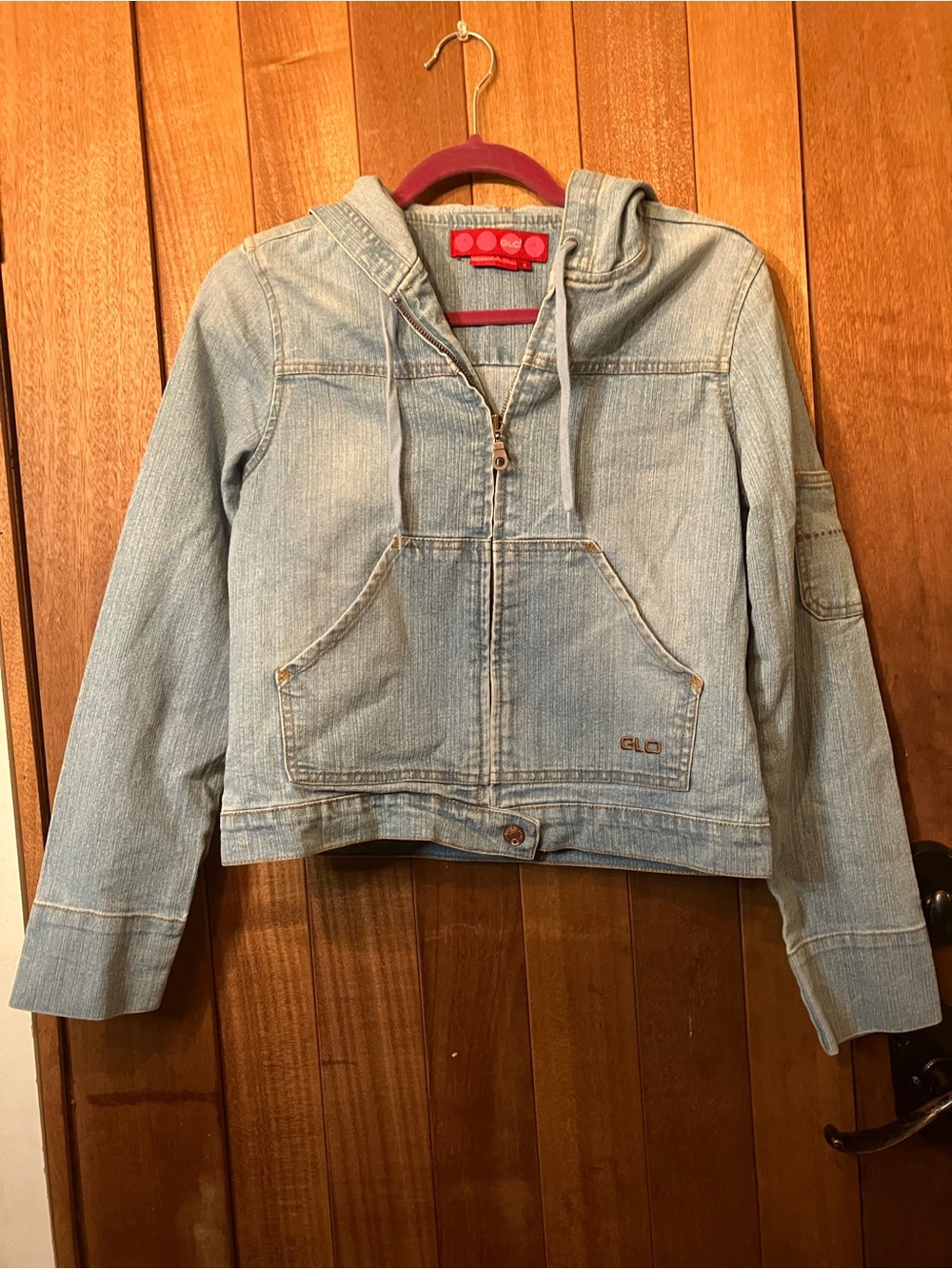 GLO jeans Light Blue Denim Hooded Zip Jacket